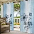 thumbnail image 3 of Blue Flower Outdoor Curtains for Patio Waterproof,Windproof Privacy Curtains with Weighted Bottom,Retro Gradient Texture Painting Plant Leaf Outside Drapes for Picnic Garage Yard 54"x108" 2 Panel, 3 of 8