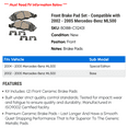 thumbnail image 2 of Front Brake Pad Set - Compatible with 2002 - 2005 Mercedes-Benz ML500 2003 2004, 2 of 2