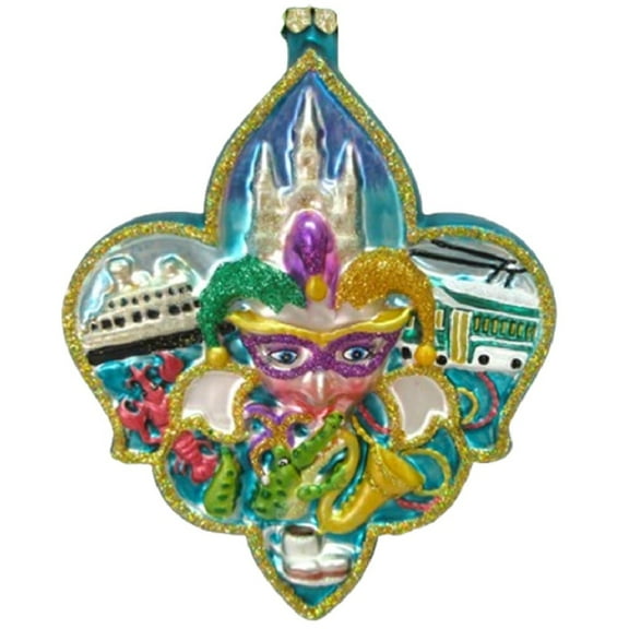 December Diamonds 79-81928 Blown Glass Mardi Gras Symbol Ornament, 5.75 Inches