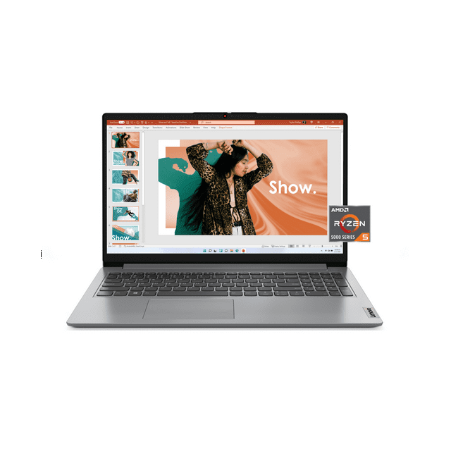 Lenovo IdeaPad 1 Ordinateur Portable 15.6 Pouces FHD, AMD Ryzen 5 5500U, 32 Go RAM, 512 Go PCIe SSD, Windows 11 Home
