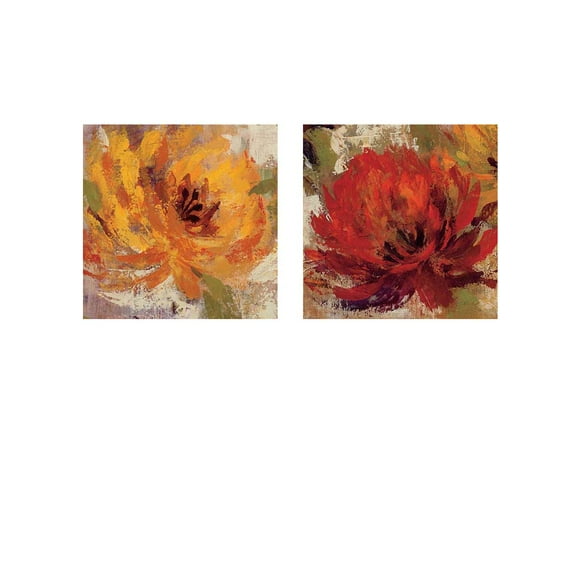 Great Art Now Fiery Dahlias Crop by Silvia Vassileva 2 Piece Print Art Set Each 12"W x 12"H
