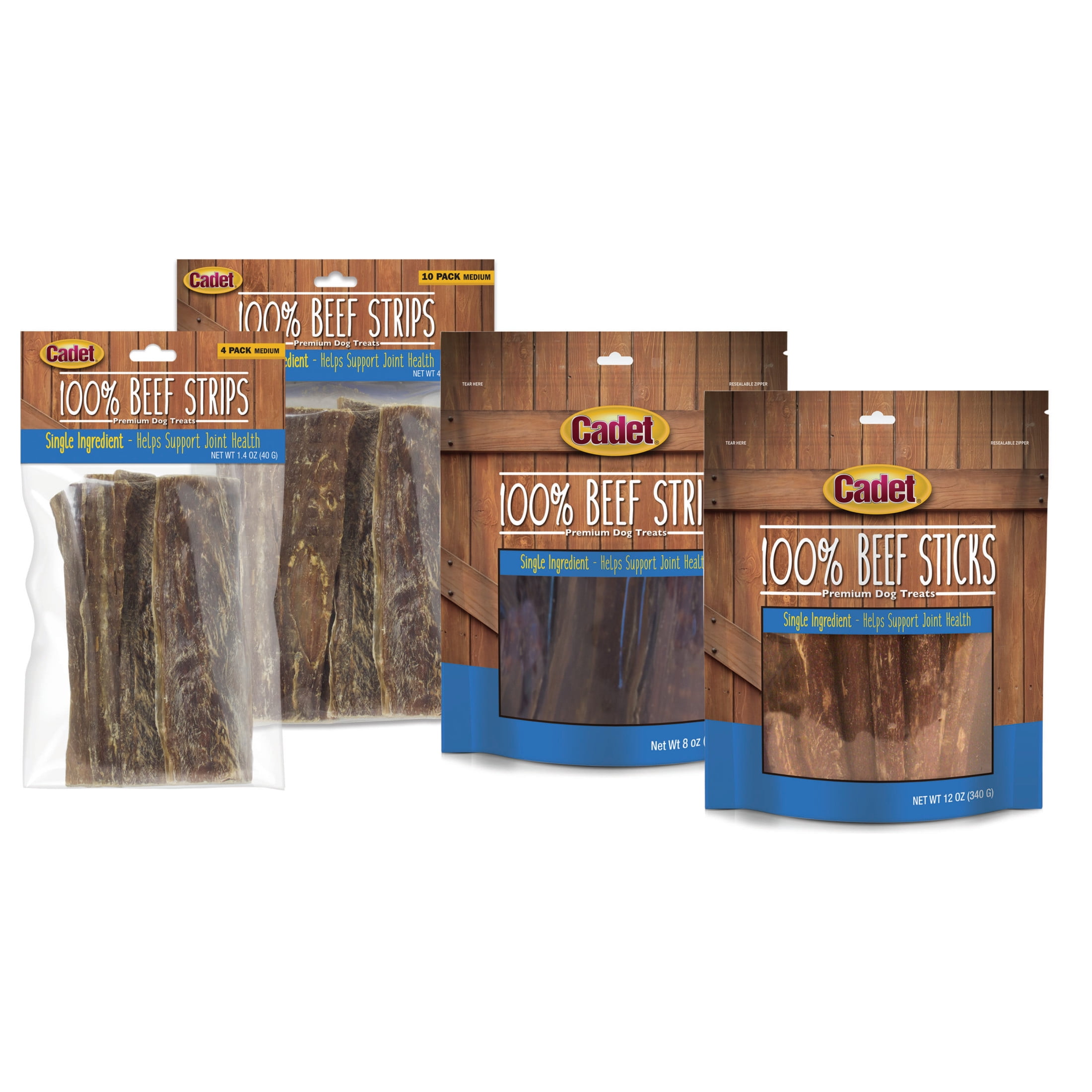 Cadet 100% Beef Stick Dog Treats, Natural Dog Bones for Small & Large Dogs, 12 Ounce