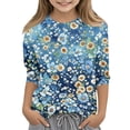 thumbnail image 2 of Cute Shirts for Girls Size 7-8 3/4 Sleeve Daisy Printed Tween Girls Trendy Clothes Tee Shirts Summer Casual Loose Comdy Crew Neck Shirts Blue 12-13 Years, 2 of 5