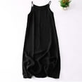 thumbnail image 2 of SMihono Women's Casual Linen Suspender Dress Summer Medium Length Skirt Comfortable Breathable Undershirt Stylish Loose Midi Dress Black M, 2 of 8