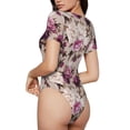 thumbnail image 3 of Naloa Rose Flowers Women's Short-Sleeved Onesie, One-Piece Swimsuit for Parties, dates, clubs - Small, 3 of 9