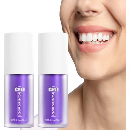 v34 Color Corrector Purple Toothpaste  Color Corrector Purple Toothpaste Teeth Stain Removal Used for Teeth Cleaning  and Enamel Care 2PCS