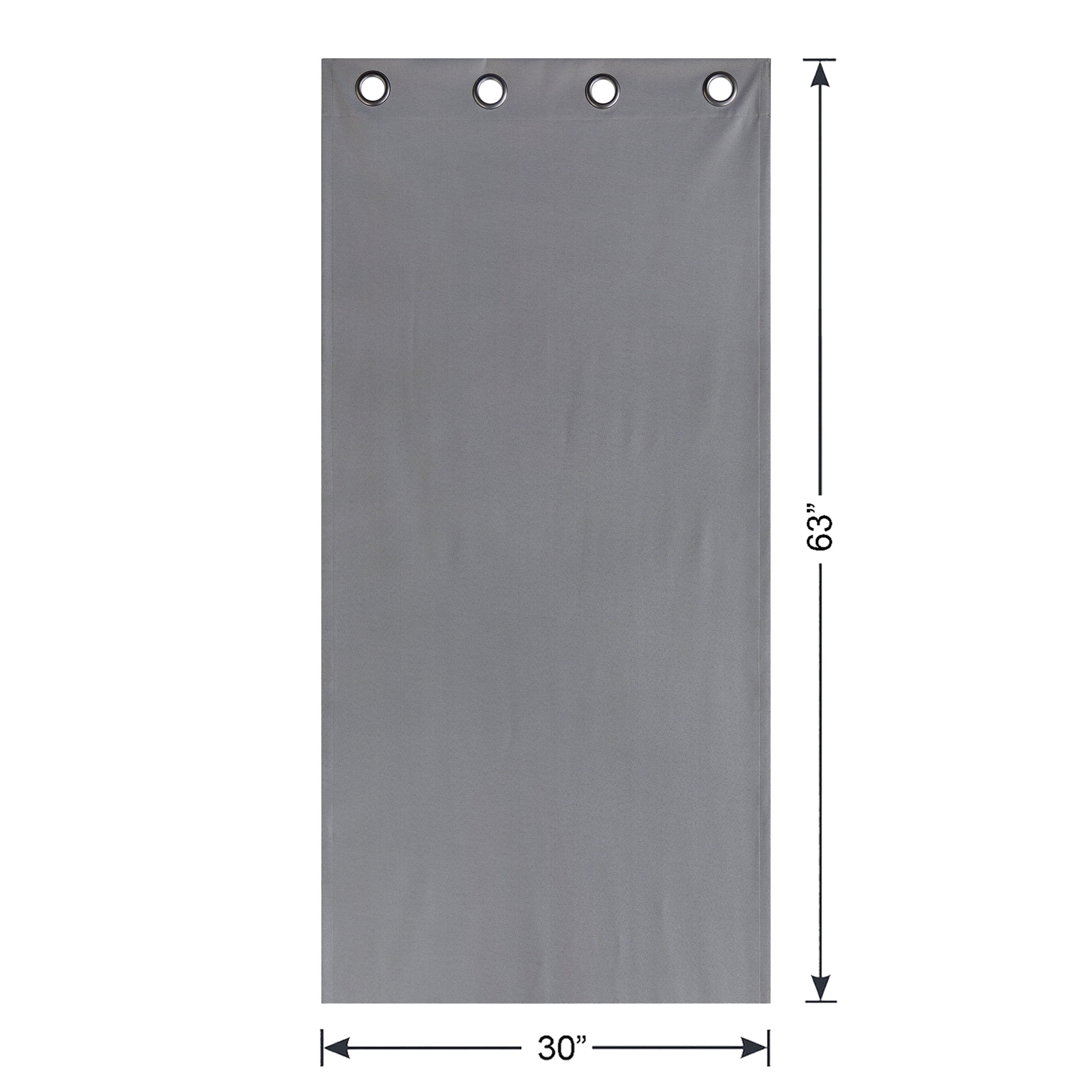 Mainstays Gray Solid Blackout Grommet Curtain Panel Pair, Set of 2, 30" W x 63" L