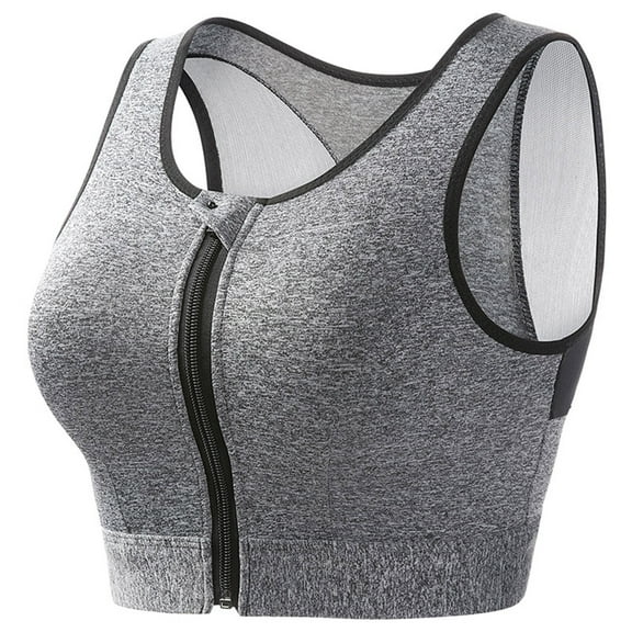 AOOCHASLIY Women Bras Plus Size Zip Front Bra Women's Wireless Sports Bras Padded Strappy Medium Support Yoga Exercise Athletic Bras