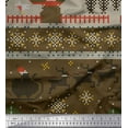 thumbnail image 1 of Soimoi Poly Georgette Fabric Cross Stitch Christmas Printed Fabric 1 Yard 52 Inch Wide, 1 of 1