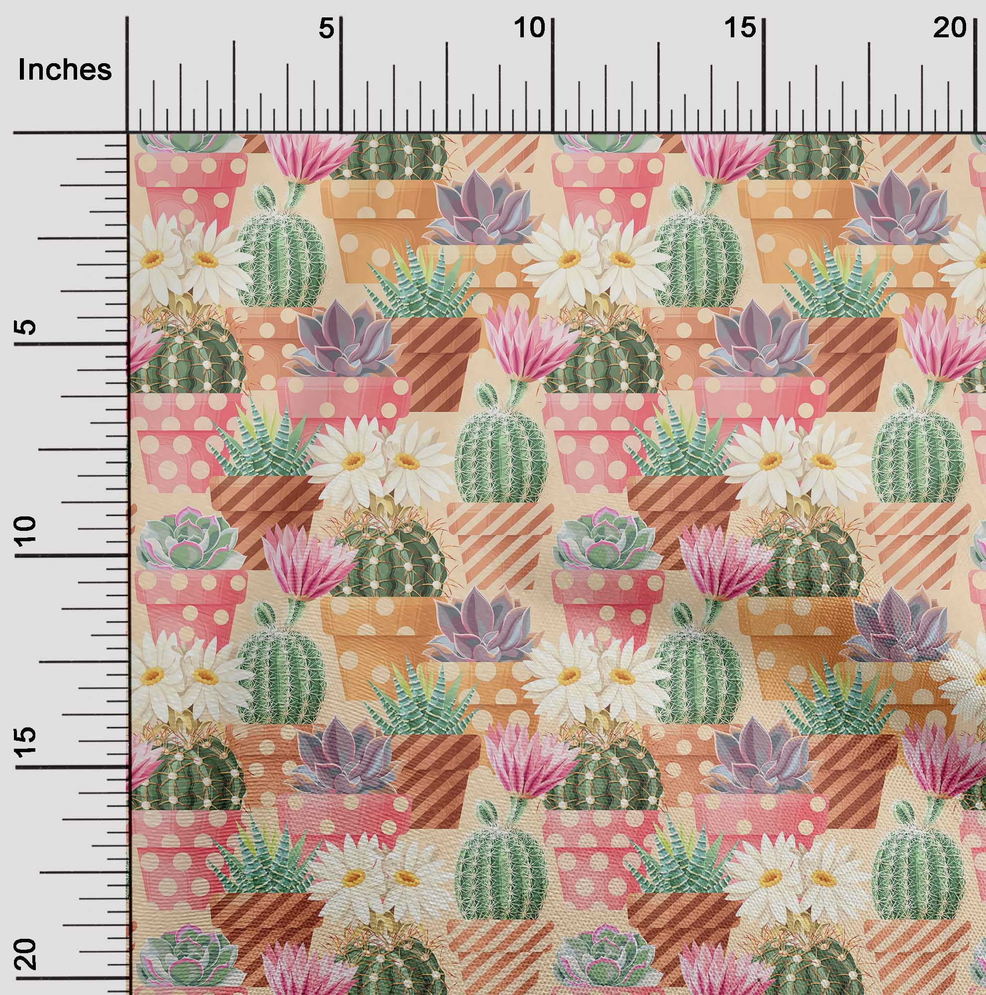 oneOone Cotton Poplin Twill Brown Fabric Plants Cactus With Flowers Sewing Material Print Fabric By The Yard 56 Inch Wide