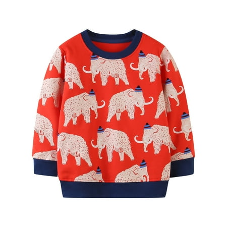 

Dadaria Toddler Sweatshirt 1-7T Children Kids Boys Cartoon Animal Print T-shirt Tops Casual Pullover Sweatshirt Red 4 Toddler