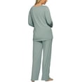 thumbnail image 2 of Vanity Fair Women's Beyond Comfort Modal Pajama Set, Long Sleeve, SilverGreen Heather, L, 2 of 4