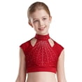 thumbnail image 3 of CHICTRY Kids Girls 2pcs Dance Outfit Racer Back Crop Top with Shorts Clothing Sets for Sport Burgundy 12, 3 of 7