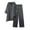 Dark Gray, variant on CIENVNSTG 2 Piece Sets Woman Trendy V-Neck Long Sleeve Linen Shirt Top Drawstring Straight Pants Set Sky Blue S