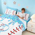 thumbnail image 4 of Manfei Kawaii Baseball King Sheets, Sport Letter RBedding, Light Blue R 4-Piece(1 Flat Sheet, 1 Fitted Sheet and 2 Pillowcases), 4 of 6
