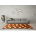 thumbnail image 3 of Ahgly Company Indoor Round Checkered Orange Modern Area Rugs, 8' Round, 3 of 4