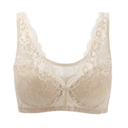 

UDAXB Lingerie Women s Sports Back Closure Extra-Elastic Breathable Lace Trim Bra