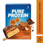 Pure Protein Bars, Chocolate Peanut Caramel, Gluten Free, 20g Protein, 1.76 oz, 4 Count