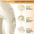 thumbnail image 2 of KitchenKey Handmixer Electric Handheld - 5 Speed Portable Kitchen Mixer Electric with 5 Stainless Steel Accessories Whisk, Food Beater for Whipping Mixing Cookies(Ivory), 2 of 12