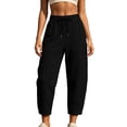 thumbnail image 3 of Women's Sweatpants Lounge with Elastic Waist Ladies' Wide Leg Curved Knife Casual Loose 9-inch Elastic Waist Drawstring Pocket Long Sweatpants Comfy Sweatpants for Women Gifts for Her, 3 of 8