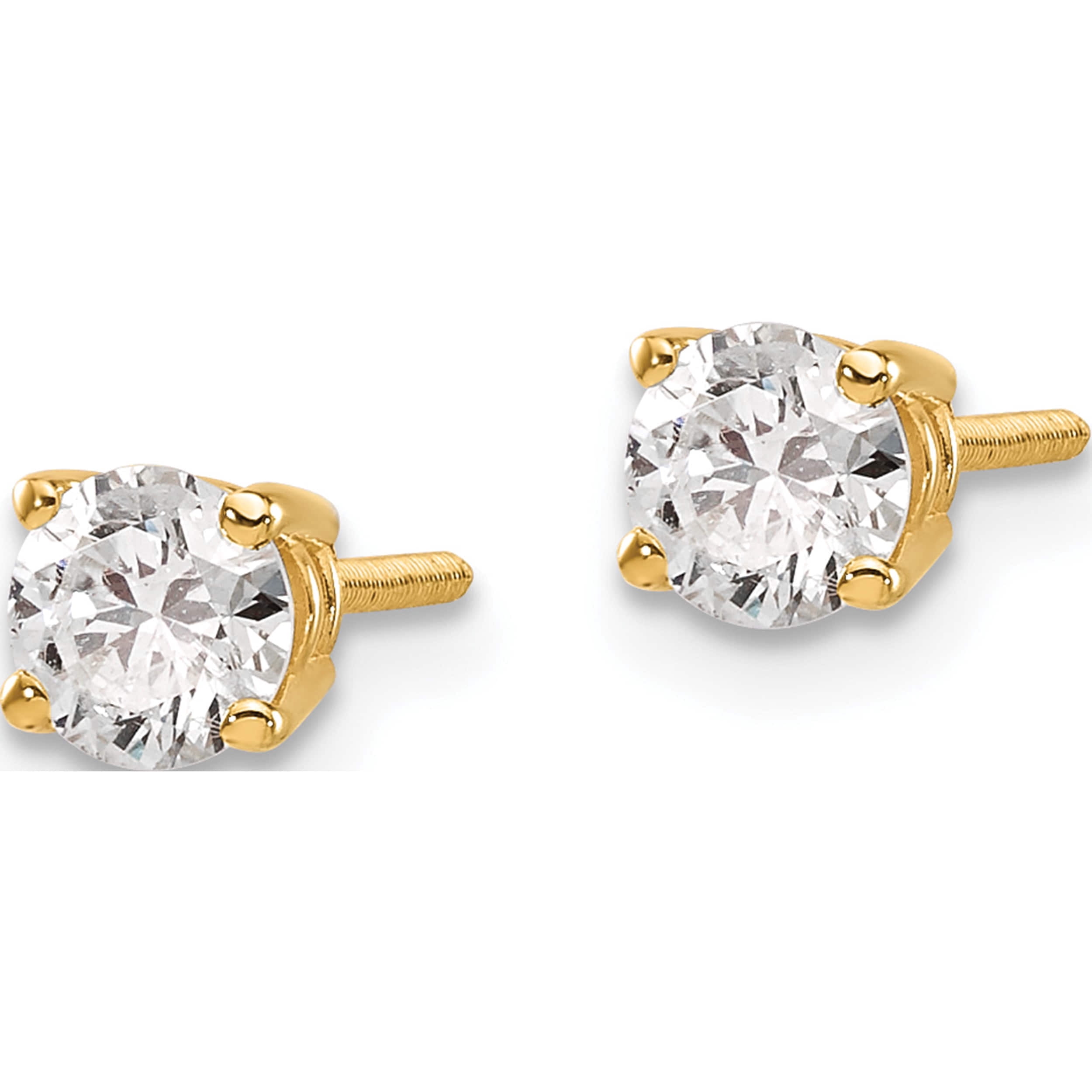 14K Yellow Gold 14Ky .70Ct. Si3 G-I Diamond Stud Thread On/Off Post Earrings (4.4 X 4.4) Made In United States st3-70