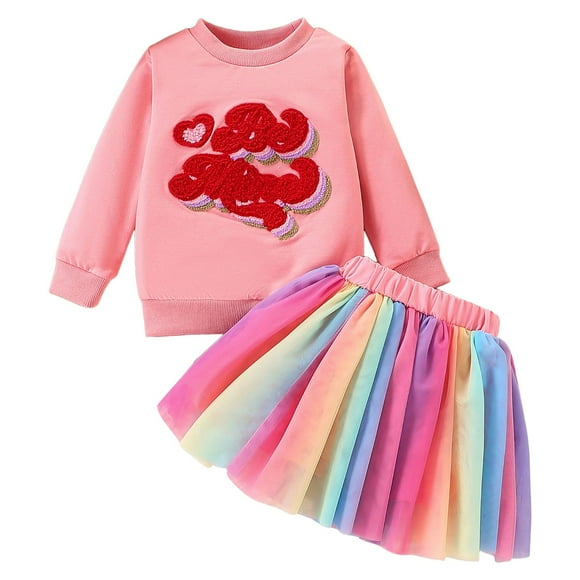 Ymyiu Going Home Outfit Baby Girl Casual Baby Girl 2-Piece Outfit Set: Soft Infant Top + Adorable Toddler Skirt (Red,6-12 Months)