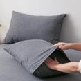 thumbnail image 4 of Czcpp-10 0 % Coton Lavé Taies d'Oreiller Taille Queen Lot de 2 Lin Texturé Naturel Anti-Rides Confortable Respirant Durable (Gris Foncé, Queen), 4 of 4