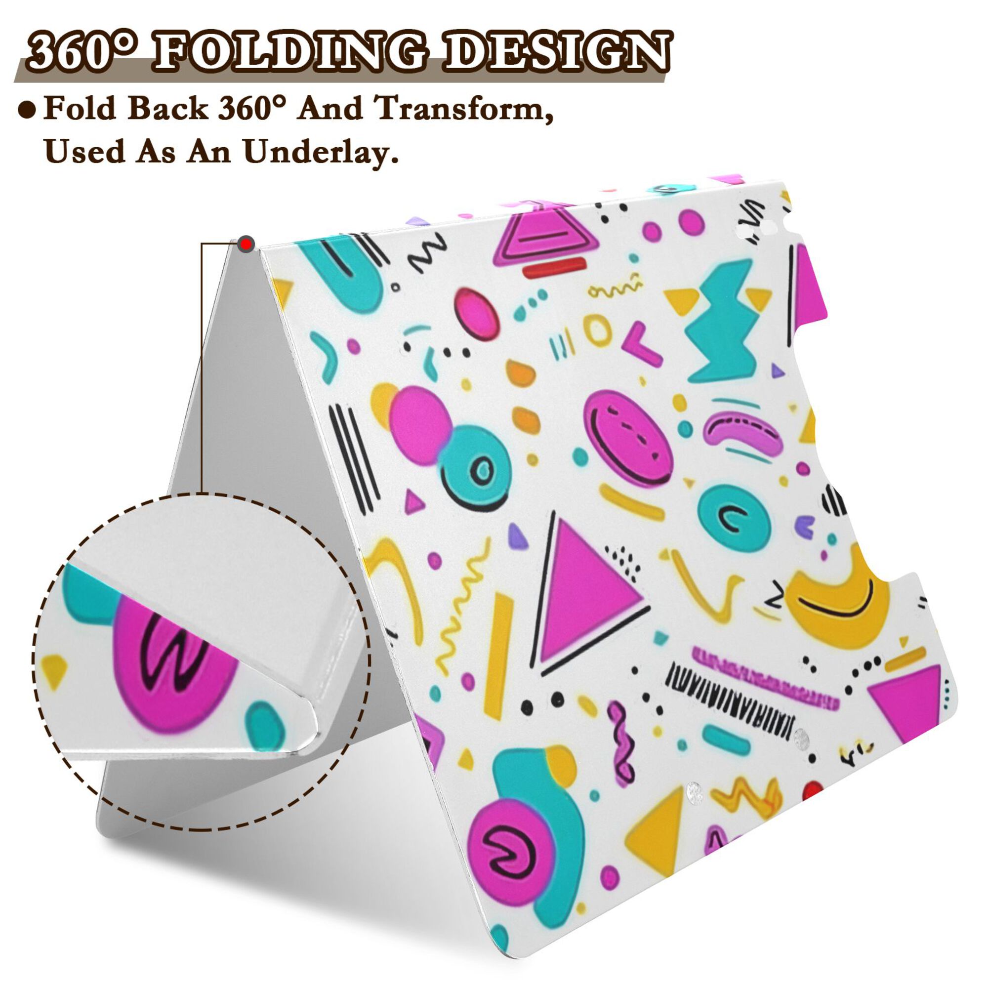 FORMRS A4 Clipboard Folder with Pen Holder Horizontal Foldable School Office Binder, Purple Abstract Shapes