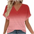 thumbnail image 2 of Aimik Women's Casual Short Sleeve V-Neck Gradient T-Shirt Summer Fashionable and Comfortable Loose Womens Tops, 2 of 6