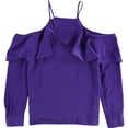thumbnail image 1 of bar III Blusa tejida con hombros descubiertos para mujer, púrpura, XXL, 1 of 2