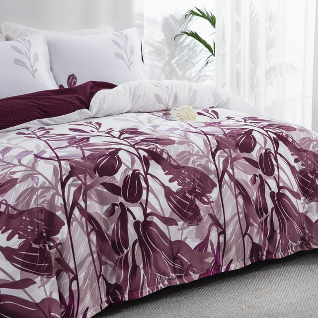 Yellow Floral Duvet Cover Set Flowers Double-sided Printing Bedding Set Ultra Soft Microfiber Comforter Cover with 2 Pillowcases