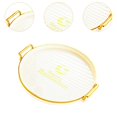 thumbnail image 6 of TISHITA Jewelry Storage Tray Bathroom Vanity Tray with Handle Coffee Table Tray Food Dessert Serving Tray for Party Table Centerpiece Yellow, 6 of 8
