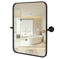 Spaco 30 x 22 Inch Black Metal Framed Pivot Rectangle Wall-Mounted Mirror, Mirrors for Wall