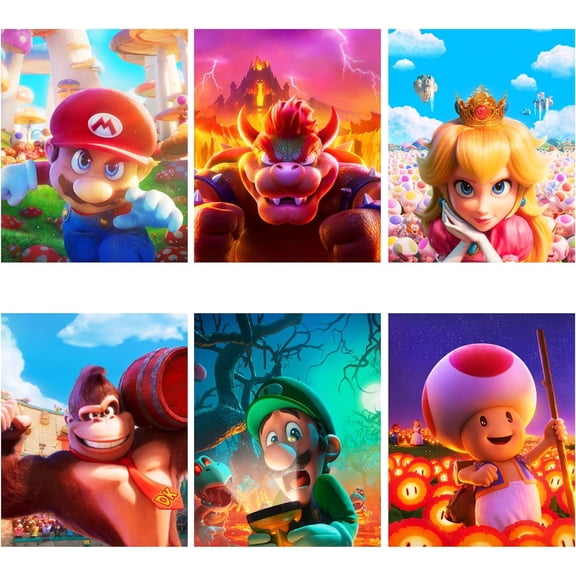 Super Mario Movie Canvas Poster Gamer Room Decor Canvas Posters for Boys Room Decor Gaming Room Decor for Boys Super Mario Poster Set Game Room Décor Super Mario Room Decor 8x10 inch Unframed