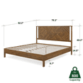 thumbnail image 5 of Christian 49" King Bed Frames with Headboard, Rustic, Solid Wood, Dark Brown, 5 of 15