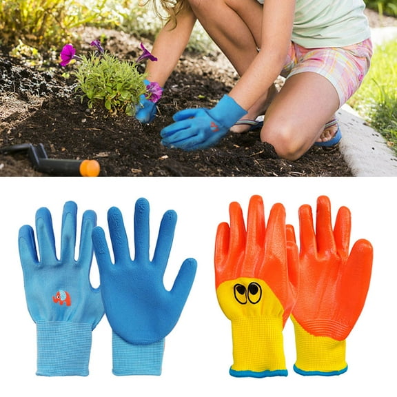 Leaveforme 2 Pairs Kids Gardening Gloves , Children Protective Gloves, Latex   Nylon Toddler Garden Gloves for Childrens Little Girls Boys Youth, Anti-Collision Bite Cut