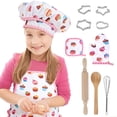 thumbnail image 1 of Cute Kids Cooking and Baking Set Kids Chef Set 11 PCS Includes Apron for Little Chef Hat Mitt & Utensil, 1 of 11