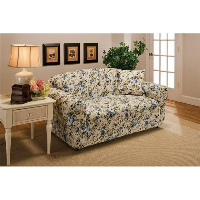 Housse Extensible en Jersey pour Causeuse, Bleu Floral