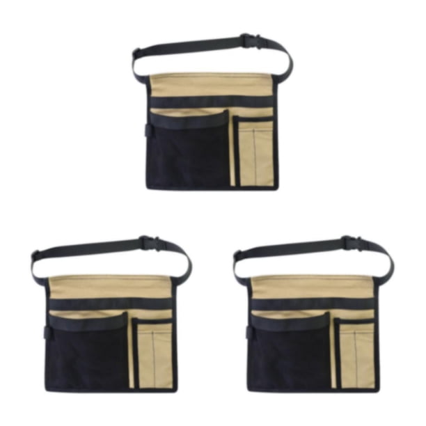 Speravity Bolsa para delantal de herramientas con correa ajustable, resistente y resistente al desgarro, con 5 bolsillos, negro + caqui Type1 NO1
