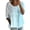 Sky Blue1, variant on Women's Plus Size Gradient Color 3/4 Sleeve Crew Neck T Shirt Top, Loose Comfortable Pullover Blouse with Color Fade Effect, for Daily Casual Wear or Home Lounging in Summer Light Violet