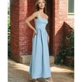 thumbnail image 2 of Defitshape Women's Ankle A Line Long Dress Backless Dresses Autumn Bunched Sleeveless Billowy Chic Shirred Waist Sundress Light Blue Small, 2 of 5