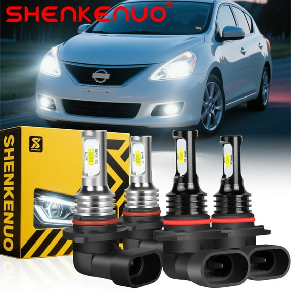 SHENKENU 9005 9006 LED Headlight Bulbs Combo, High Low Beam Replacement, 3800LM 6000K Cool White, Wireless Headlight LED Bulbs, Pack of 4