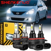 SHENKENU 9005 9006 LED Headlight Bulbs Combo, High Low Beam Replacement, 3800LM 6000K Cool White, Wireless Headlight LED Bulbs, Pack of 4