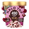 thumbnail image 3 of Halo Top Cherry Chocolate Chip Chunk Light Ice Cream, Lower Calorie Frozen Dessert Pint, 16 fl oz, 3 of 17