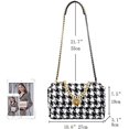 thumbnail image 2 of Bolso de hombro de mujer de pata de gallo blanco y negro de cuero PU, bolso de hombro de tela de lana de moda de otoño e invierno, 2 of 5