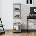 thumbnail image 3 of Magshion Modern 55" 4-Tier Transparent Display Cabinet with Flip Up Door, Floor Standing Showcase Bookshelf, Curio Cabinet Collection Display Case for Home Living Room Bedroom Office, Gray, 3 of 10