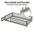 thumbnail image 2 of Twin Size Wood Floor Bed Frame with Fence and Door, Gray, 2 of 6