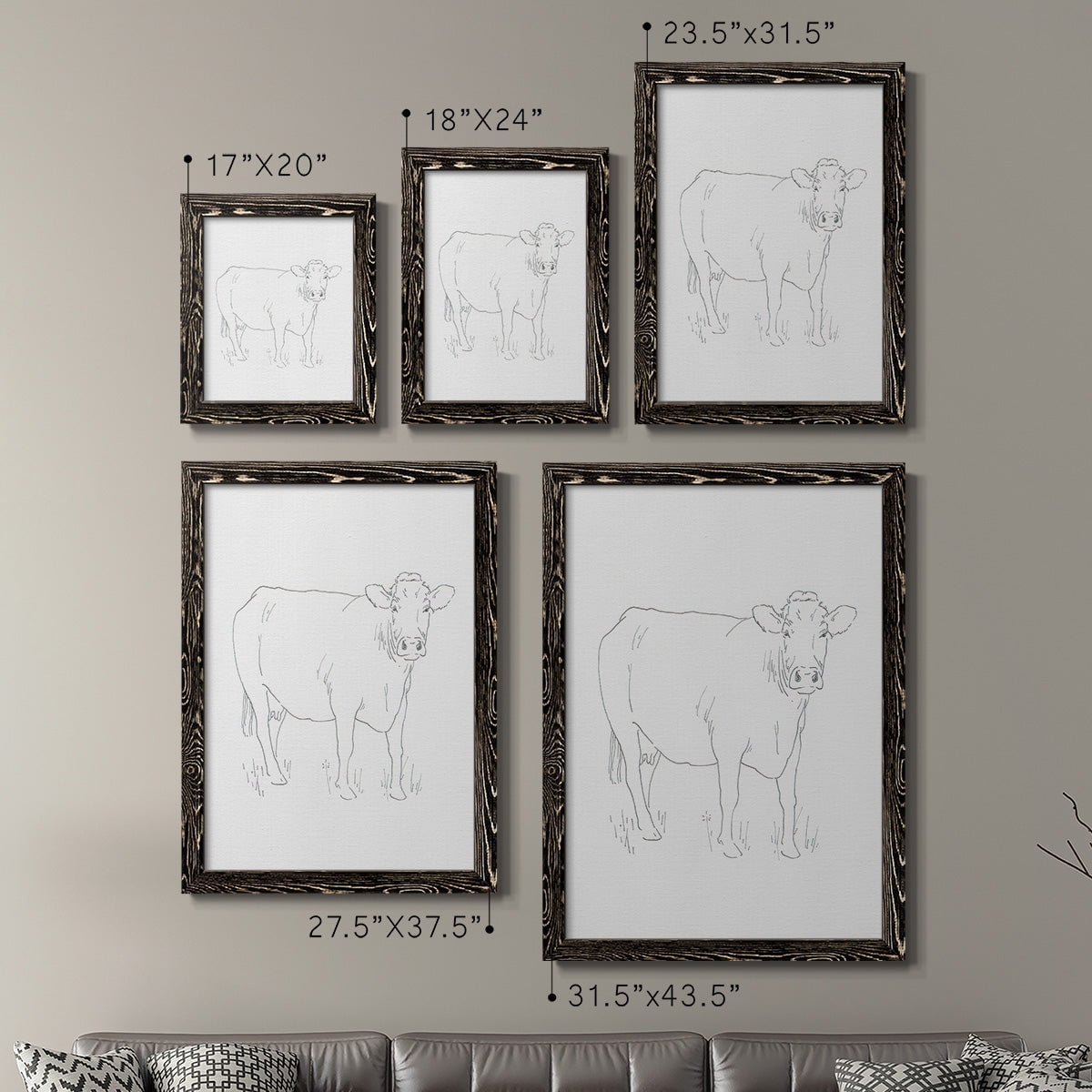 Limousin Cattle III - Premium Framed Canvas 2 Piece Set - Ready to Hang