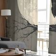 thumbnail image 5 of Halloween Sheer Curtains 63 Inch Length 2 Panels Set, Semi Transparent Voile Rod Pocket Curtains for Living Dining Room Bedroom Drapes Horror Bat Crow Full Moon Beige Black, 5 of 8