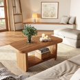 thumbnail image 4 of Tribesigns 47.2" Coffee Table, 2-Tier Coffee Table with Storage, Safe Rounded Corners for Living Room, Bedroom, Brown, 4 of 7